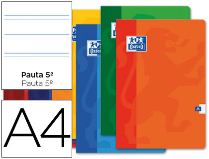 Libreta escolar Oxford A4 48h 90g/m² pauta 2,5mm. colores surtidos